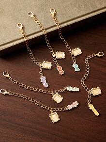 FRIENDS X SHEIN 6 Stücke/1 Stück Set modische Namensplaketten aus Zinklegierung, Tassen-Griff Zubehör mit personalisierten Anhängerketten, geeignet für Tassen mit Griffen, Wasserflaschen, Schlüsselanhänger, Büro, Zuhause, Geburtstagsparty