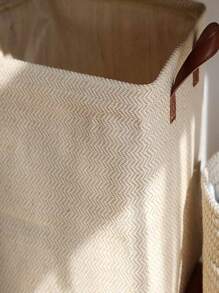 SHEIN 1pc Large Capacity Clothes Closet Storage Basket With Handle, Yellow Linen Foldable Storage Box For Storing Books, Snacks Or Toys Decor, Room Decorations, Decorations, Decor, Storage, Organizer Dress Pants Shoes Jeans Boots Skirt Laundry Hamper, Washing Basket Bathroom Organizer, Basket, Storage Basket, Foldable Laundry Basket - Rough jute - View 7