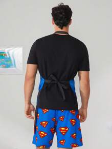 SUPERMAN X SHEIN 1pc Cartoon Print Apron, Unisex Waterproof Cooking/Baking Apron, Suitable For Superhero Cosplay