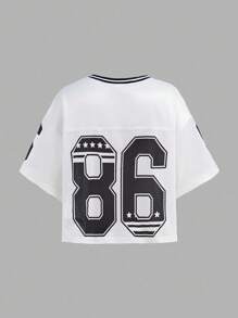 Bộ 2 món cho bé gái tuổi mới lớn: Áo thun Jersey tay ngắn in số xe đua Blockcore màu hồng & quần short ống rộng cạp chun màu trơn có chân váy xếp ly, mùa xuân/hè - Nhiều màu - Xem 7