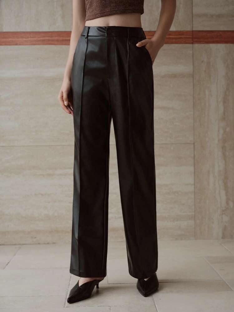 SLANT POCKET PINTUCK PANTS