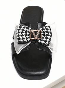 Mini mi 儿童安全带镂空网眼蝴蝶结黑色拖鞋 | 透气速干鞋面 | 适合在公园玩耍的必备防泼水鞋 - 黑色 - 查看 6