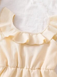 Vestido elegante sin mangas de color albaricoque sólido y dulce para niña