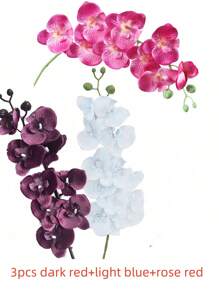 SHEIN 5PCS/3PCS/1PC 70cm Artificial Orchid Flowers, 9 Large Heads Of Real Touch Vivid Phalaenopsis Orchid Flower Stem, Classic Style Artificial Orchid Swags, Decorative Silk Phalaenopsis Flowers, Artificial Flowers Branches For Living Room Home Decoration, Hotel Wedding Floral Arrangement,Beautiful Home Decor For Halloween, Christmas, Chinese New Year,Great Gifts For Girlfriend And Mother On Valentine's Day And Mother's Day