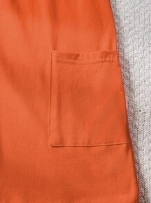 Mono de verano para niña preadolescente con bloques de color y bolsillos dobles - Naranja - View 7