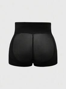 SHAPORA Plus Size Women Solid Color Casual Shorts, Shapewear Bottom - Black - View 2