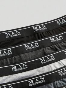 5 Pack Men's Letter Print Waistband Casual Briefs - Multicolor - View 3