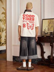 SWAVVY 男士梭织休闲宽松直筒纯色短裤，日常穿着 - 灰色 - 查看 5