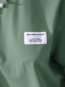 SHEIN 2pcs/Set Teen Girl Knit Solid Color Short Sleeve T-Shirt And Shorts Set, Dark Blue - Mint Green - View 6