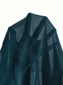 Flouryn 2pcs Women Plus Size Chiffon Round Neck Sequins Shell Sleeve Elegant Dress Set - Blue - View 6