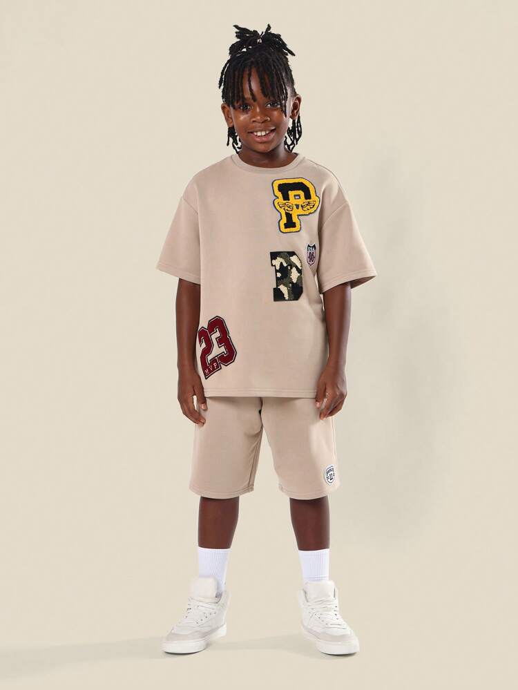 Varsity Style Co-Ord Set With Patches Logo Print Comfortable