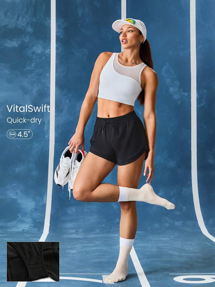 4.5" VitalSwift Lightweight Multi-Layered High-Waist Shorts With Built-In Underwear Adjustable Drawstring Daily Casual  Quick Dry Moisture Wicking Anti-Odor