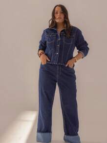 Aralina Curve Winter / Summer Cinched Waist Denim Jacket - Medium Wash - View 4