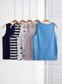 SHEIN 5pcs Set Comfortable Casual Tank Tops For Tween Boys Boys Tank Tops Fall Winter