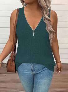 EMERY ROSE 大码女式休闲刺绣扎染拉链半开襟上衣