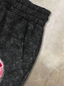 Manfinity EMRG 男士宽松休闲字母图案印花抽绳腰短裤，美式街头嘻哈风格，夏季