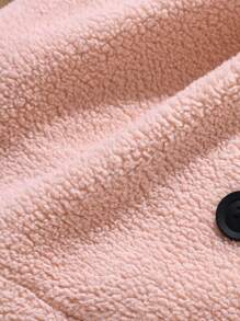 SHEIN Baby Girl Cute Casual Versatile Hooded Thickened Plush Coat Suitable For Autumn And Winter Daily Wear - Pink - View 8