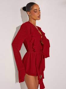 L'Amorae Mono con volantes de unicolor elegante y mangas abullonadas