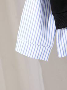 Elladie kids 3件套女童休闲条纹衬衫+爱心印花背心+裤子套装，秋冬季女童服装，女童两件套黑色背心套装，女童秋季服装 - 黑色 - 查看 7