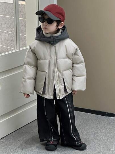 DAZY 男童冬季街头风格撞色长袖棉质外套