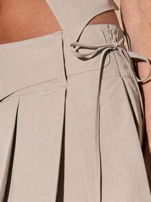 MUSERA Wrap Tie Side Fold Pleated Mini Skirt Summer Vacation Y2k 90's Streetstyle Cool Girl Festival Holiday Rave Ibiza Graphite
