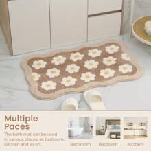 SHEIN 可爱花卉地垫超强吸水防滑浴室垫柔软超细纤维可机洗地毯适用于客厅、餐厅和卧室