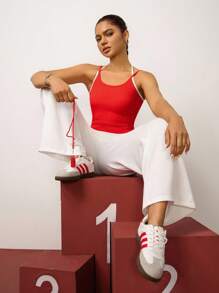 Hanevo Women's Summer 2 In 1 Stripe Slim Fit Halter Neck Camisole