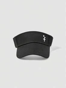 Women's Simple Embroidery Fluxe Visor Baseball Cap, Sun Protection Hat - Black - View 2