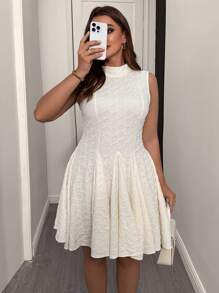 SHEIN Clasi Women Plus Size French Elegant Sleeveless Summer Dress - Apricot - View 7