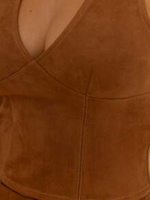 Aralina Winter Suedette V Neck Sleeveless Cute Going Out Top
