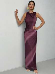 Aloruh Abito estivo da donna slim fit a maniche corte, con collo rotondo, stampa a tintura a spirale e pieghe