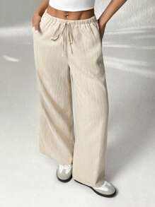 SHEIN PETITE 杏色黑色多色女裤两件套西装基础搭配适合多种场合休闲舒适百搭 - 彩色 - 查看 5