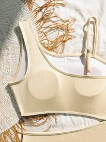 SHEIN 少女度假海滩吊坠装饰镂空连体泳衣