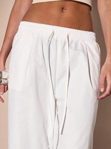 MUSERA High Rise Tie Front Wide Leg Trousers Summer Vacation Y2k 90's Streetstyle Cool Girl Festival Holiday Rave Casual Graphite