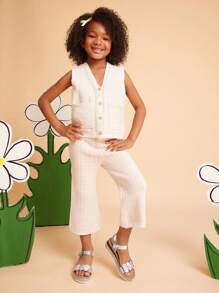 Mini mi #Playful Girls 闪光心形绑带 PU 银色帆布厚底厚底凉鞋 - 舒适贴合，公主风可爱风格 - 銀色 - 查看 5