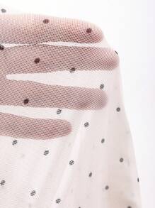 FRIFUL 女式透明波尔卡圆点印花长袖荷叶边下摆衬衫，夏秋季上衣