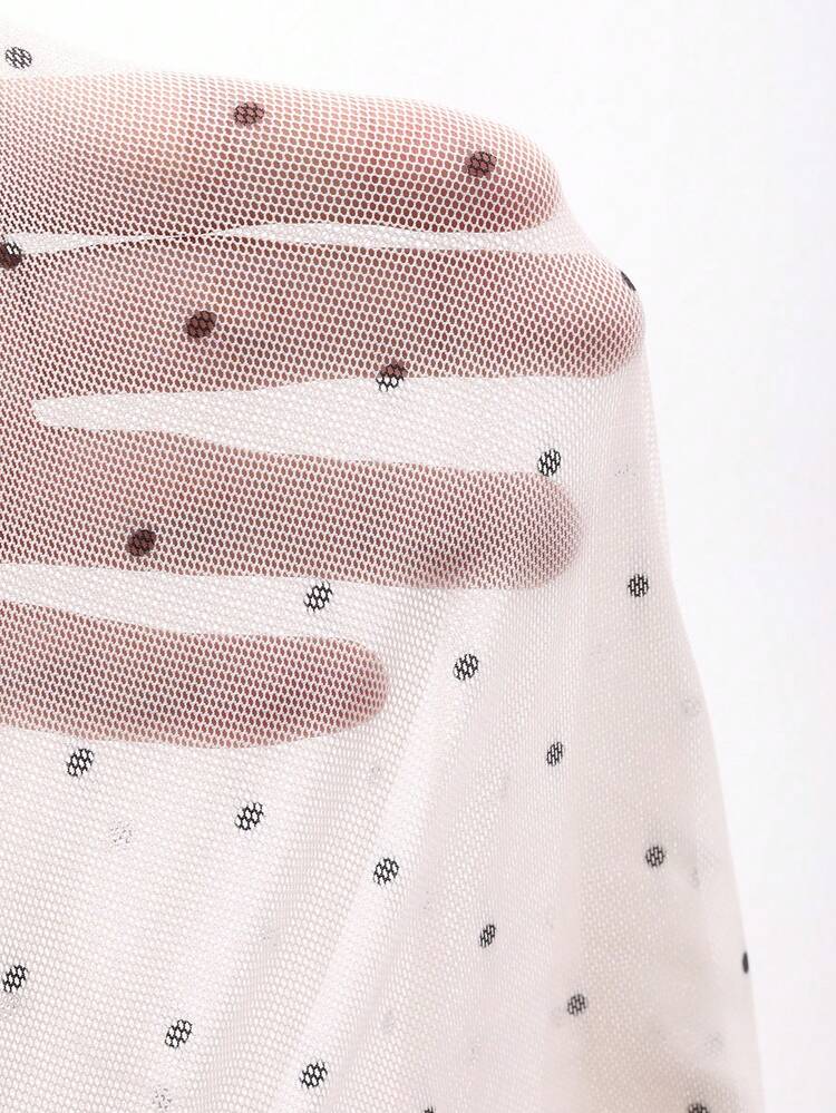 Tall Women's Polka Dot Round Neck Long Sleeve Casual Ruffle Hem T-Shirt