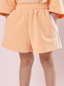 SUMWON Los Angeles California Girls Two Piece Summer Casual Crop Sweatshirt Short Set Varsity Style Wear - Orange - View 6