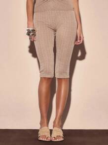 MUSERA 纹理修身七分裤 夏季度假 Y2K 90年代街头风 酷女孩 节日 假日 优雅 性感 夜店 石墨色 感恩节