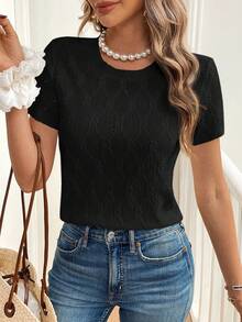 SHEIN Frenchy Women's Summer Casual Solid Color Schiffy Short Sleeve T-Shirt