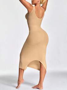 SHAPORA 2 Packs Women's Solid Color Elastic Slit Bodycon Tank Dress, Shaping - Multicolor - View 2