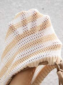 Slaydiva 2025 Summer New Casual Vacation Hot Girl Wool Striped Contrast Color Side Straps Women Sweater Shorts,Suitable For Daily Outings, Holiday Party, Music Festivals, Travel, Graduation, Friends Gatherings, Birthday Parties, Beach, Airport, Vacation, Boho, Back To School, Sexy Clubs-A - Multicolor - View 8
