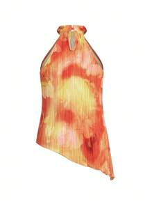 Ellevyn Conjunto de 2 piezas para mujer con top con cuello de halter y drapeado y pantalones anchos y holgados, outfit de verano elegante - Multicolor - Ver 8
