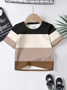 4 chiếc áo thun in họa tiết cổ điển tay ngắn cho bé trai, hình hiệp sĩ ngầu, họa tiết đại bàng tối giản, thích hợp cho mùa hè - Nhiều màu - Xem 4