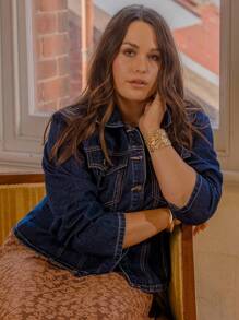 Aralina Curve Winter / Summer Cinched Waist Denim Jacket - Medium Wash - View 8