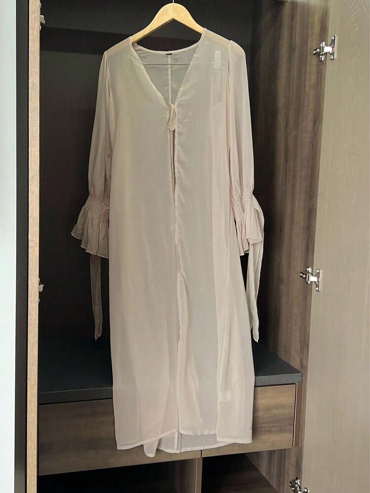 Romantic Sheer Mesh Long Robe, Lightweight Women Loungewear Pajama