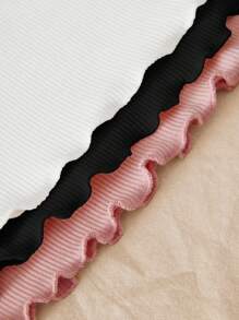 SHEIN LMoss Kids LMoss 3pcs/Set Baby Girls' Cute Knitted Heart Pattern Ruffled Hem Tops, Autumn/Winter Toddler Girl Long Sleeve Shirt Baby Girl Long Sleeve Top Toddler Girl Tops Ribbed Knit Top Heart Shirt Baby Girl Tops Ribbed Baby Shirt Heart Baby Shirt Fall - Multicolor - View 4