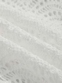 DAZY Hollow Out Drop Shoulder Crop Top Without Bra Going Out Tops Festival Sheer,Beach Outfits Long Sleeve Women Tops,Fall Women Clothes - White - View 3