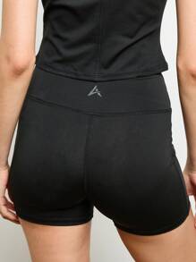 AiiRZ High Waisted Biker Shorts With Wrap Waistband Yoga Fitness Running Active Wear Mid Thigh Length