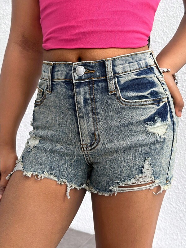 Kurze Jeans für Tween-Mädchen im Y2K Retro-Stil für Frühling/Sommer, hochbundige, zerrissene, rohe Säume, Mädchen Sommer Strand Boho Urlaubs Shorts, Sommer Konzert Festival Lässig Rave Outfits, Mädchen Sommer Brunch Kirche Abschluss Outfits, Streetwear Outfits